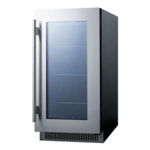 Photo of 18 inch Wide Built-In Undercounter Beverage Cooler - Black Cabinet with Stainless Steel Door