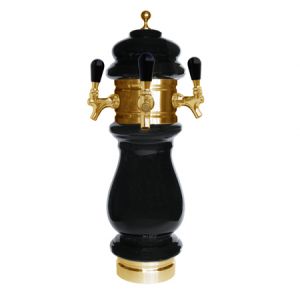 Photo of Silva Ceramic Triple Faucet Draft Beer Tower - Black with Gold Accents