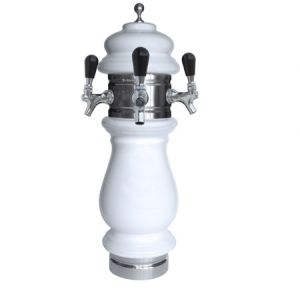 Photo of Silva Ceramic Triple Faucet Draft Beer Tower - White with Chrome Accents