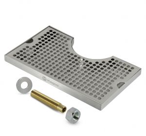 Photo of Surface Mount Drip Tray - 3 inch Column Cut-Out - SS with Drain