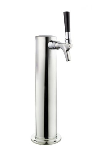 Photo of 14 inch Tall Polished Stainless Steel 1-Faucet Infinity Draft Beer Tower - 100% Stainless Steel Contact