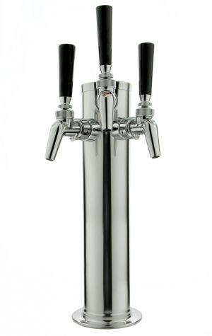 Photo of 14 inch Tall Polished Stainless Steel 3-Faucet Draft Beer Tower - Perlick Faucets