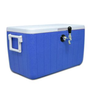 Photo of Single Faucet Jockey Box - 48 Qt., One 3/8 inch-1/4 inch O.D. 120' SS Coil - Blue