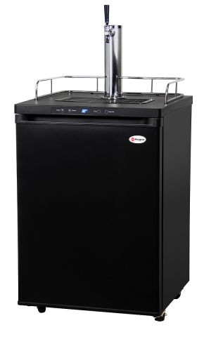 Photo of Kegco Single Tap Beer Faucet Keg Dispenser with Digital Control - Black Cabinet with Matte Black Door
