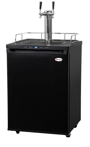 Photo of Kegco Dual Tap Faucet Kegerator with Digital Temp Control - Black Matte Cabinet and Door