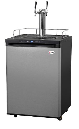 Photo of Kegco Two Keg Faucet Digital Home-Brew Kegerator - Black Cabinet with Stainless Steel Door