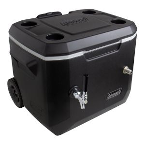 Photo of Single Faucet Rolling Jockey Box - 50 Qt., 3/8 inch OD 120' SS Coil - Black - Side-Mounted Faucet