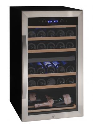 Photo of Cascina Series 28 Bottle Dual Zone Freestanding Wine Cooler Refrigerator with Stainless Steel Door