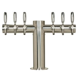 Photo of Metropolis Stainless Steel 6 Faucet T-Style Draft Tower - 4 Inch Column - Glycol Cooled
