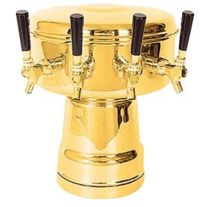 Photo of Brass 4-Faucet Mushroom Draft Beer Tower - 7-1/2 inch Column
