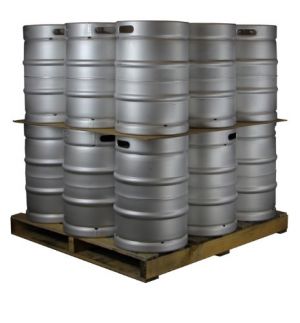 Photo of Pallet of 18 Kegs 15.5 Gallon (1/2 Barrel) Commercial Keg - Drop-In D System Sankey Valve