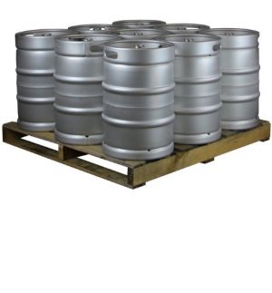 Photo of Pallet of 9 Kegs - 15.5 Gallon (1/2 Barrel) Commercial Keg - Drop-In D System Sankey Valve