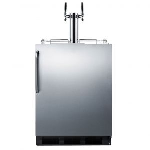 Photo of 24 inch Wide Dual Tap Commercial Built-In ADA All Stainless Steel Kegerator