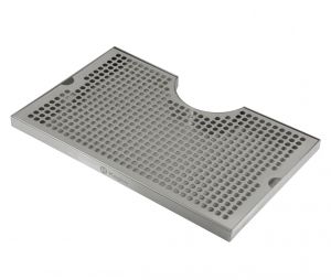 Photo of 16 inch x 10 inch Surface Mount Drip Tray - 3 inch Column Cut-Out - SS, No Drain