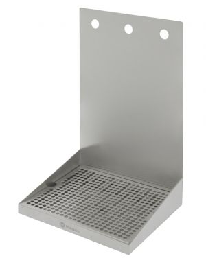 Photo of 12 inch x 10 inch x 18 inch Wall Mount Drip Tray with Drain - 3 Shank Holes