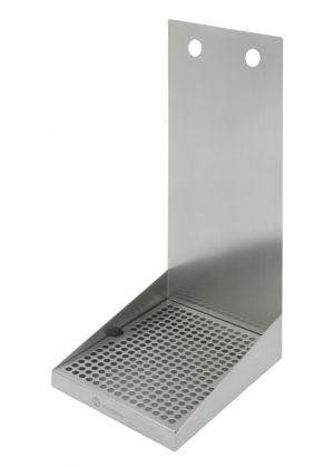 Photo of 8 inch S/S  Wall Mount Drip Tray with Drain - 2 Shank Holes