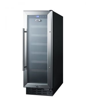 Photo of 12 inch Wide 21 Bottle Single Zone Stainless Steel Commercial Built-In Wine Refrigerator