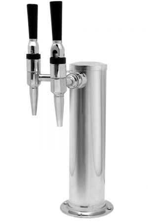 Photo of 12 inch Two Tap Polished Stainless Steel Draft Beer Tower with Stout Beer Faucets