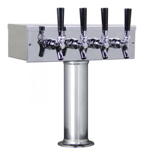 Photo of Polished Stainless Steel T-Style 4 Faucet Tower - 3 Inch Column