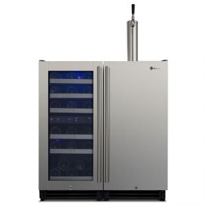 Photo of 30 inch Wide Side-by-Side Dual Zone Wine Refrigerator and Single Tap Kegerator
