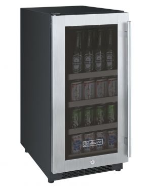 Photo of FlexCount Series 15 inch Wide Beverage Center - Black Cabinet with Stainless Steel Door - Left Hinge