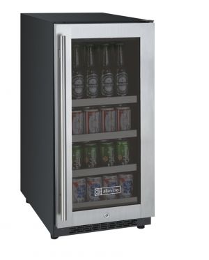 Photo of FlexCount Series 15 inch Wide Beverage Center - Black Cabinet with Stainless Steel Door - Right Hinge