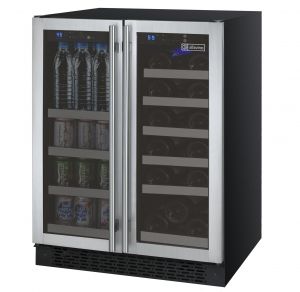 Photo of 24 inch Wide FlexCount II Tru-Vino 18 Bottle/66 Cans Dual Zone Stainless Steel Wine Refrigerator/Beverage Center