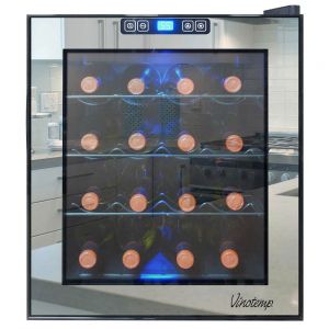 Photo of 17 inch Wide 16 Bottle Single Zone Mirrored Door Thermoelectric Wine Refrigerator