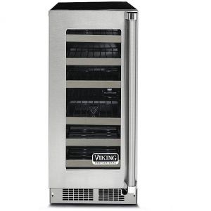 Photo of 15 inch Wide 24 Bottle Single Zone Left Hinge Built-In Wine Refrigerator - Clear Glass Door & Stainless Steel
