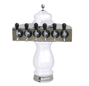Photo of Silva Ceramic Six Faucet Draft Beer Tower - White with Chrome Accents