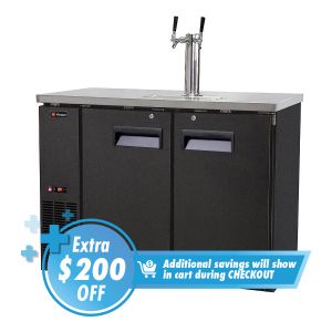 Photo of 48 inch Wide Dual Tap Black Commercial Kegerator