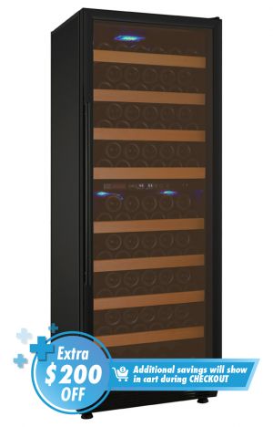 Photo of 24 inch Wide Vite II Tru-Vino 99 Bottle Dual Zone Black Right Hinge Wine Refrigerator
