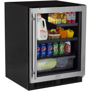 Photo of 24 inch ADA All-Refrigerator - Black Cabinet and Stainless Steel Frame Glass Door