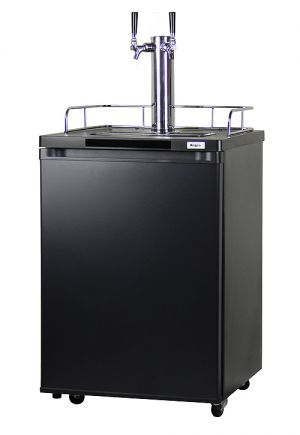 Photo of Kegco Home Brew Dual Keg Tap Faucet Kegerator - Black Cabinet with Matte Black Door