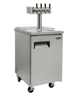 Photo of 24 inch Wide Homebrew Four Tap All Stainless Steel  Commercial Kegerator with Kegs