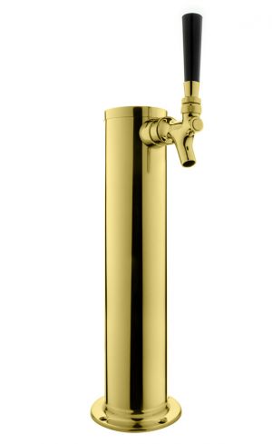 Photo of 14 inch Tall PVD Brass 1-Faucet Draft Beer Tower - Standard Faucets