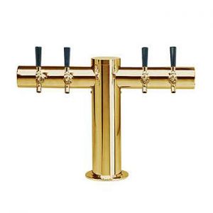 Photo of Metropolis PVD Brass Four Faucet T-Style Draft Tower - 4 Inch Column - Glycol Cooled