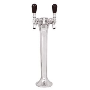 Photo of Milano 2 - Stainless Steel w/ Chrome Finish 2 Faucets Draft Beer Tower - 3.3 Inch Column - Glycol Cooled