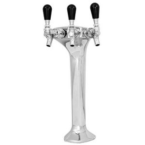 Photo of Milano 3 - Brass w/ Chrome Finish 3 Faucets Draft Beer Tower - 3.3 Inch Column - Glycol Cooled