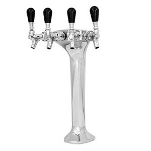 Photo of Milano 4 - Brass w/ Chrome Finish 4 Faucets Draft Beer Tower - 3.3 Inch Column - Glycol Cooled