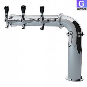 Photo of Stainless Steel Persey 3 Faucet Elbow Style Draft Beer Tower - 3.3 Inch Column - Glycol Cooled
