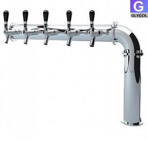 Photo of Stainless Steel Persey 5 Faucet Elbow Style Draft Beer Tower - 3.3 Inch Column - Glycol Cooled