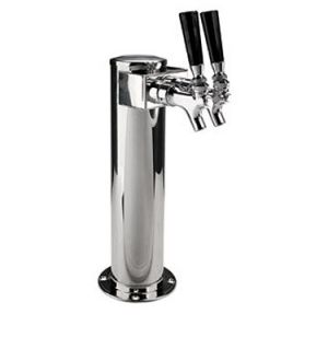 Photo of Polished Stainless Steel Dual Faucet Shotgun Beer Tower - 3 inch Column