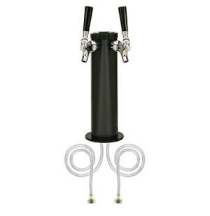 Photo of Black ABS Plastic Dual Faucet Draft Beer Tower - 3 inch Column