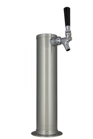 Photo of 14 inch Tall Brushed Stainless Steel 1-Faucet Draft Beer Tower - Standard Faucets
