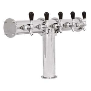 Photo of Stainless Steel Terra-5 5 Faucet Draft Beer Tower - 3.3 Inch Column - Glycol Cooled