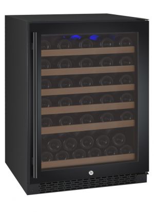 Photo of FlexCount Series 56 Bottle Single Zone Built-In Wine Refrigerator with Black Door - Right Hinge