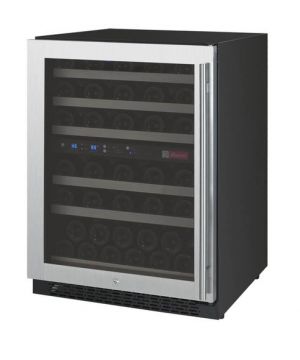 Photo of FlexCount Series 56 Bottle Dual Zone Built-in Wine Refrigerator Cooler with Stainless Steel - Left Hinge