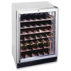 Unit with Full Length Stainless Steel Handle and Wooden Wine Shelves